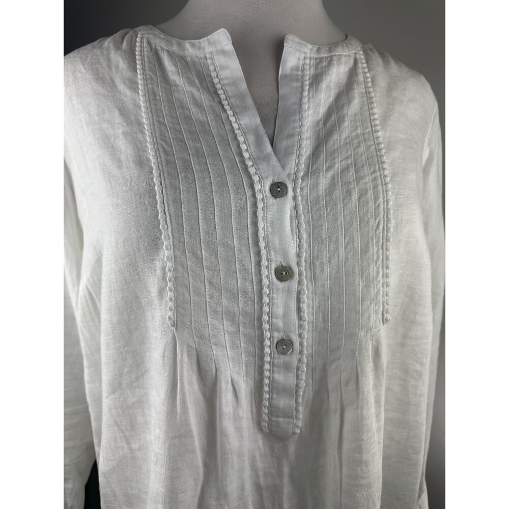 J. Jill x Love Linen Pintuck Mother of Pearl Button Top Lagenlook Plus Size 1X - Picture 4 of 13